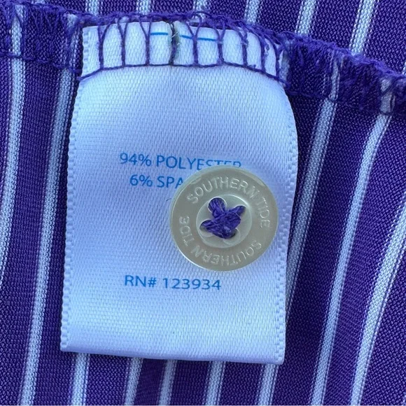 Southern Tide TCU Men's PURPLE WHITE Striped Polo Shirt Big and Tall SZ XXL - Picture 8 of 10